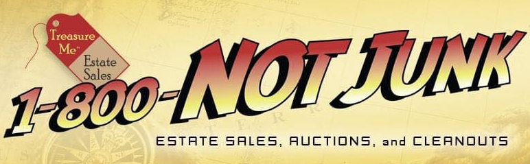 graphic of company logo reading 1-800-NOT JUNK and highlighting the estate sales and auction services